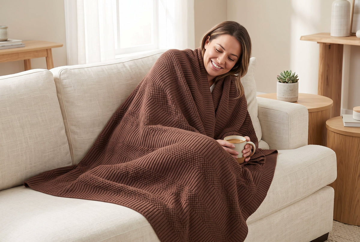 Jacquard Throw Blanket, 48 x 60 in, Contempo, Cedar