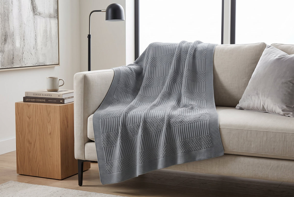 Jacquard Throw Blanket, 48 x 60 in, Contempo, Grey