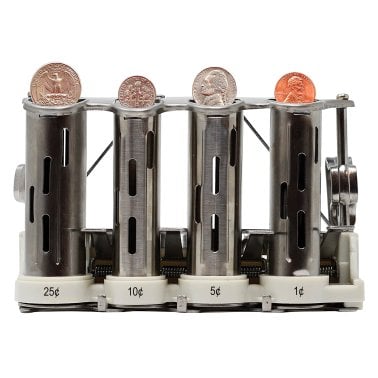 Nadex Coins™ 4-Barrel Steel Coin Dispenser Money Changer with Belt Clips