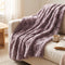 Faux Fur Throw Blanket, 48 x 60 in, Teddy with Sherpa Reverse, Mauve