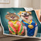 Sherpa Throw Blanket, 48 x 60 in, Cat and Dog Champions Print