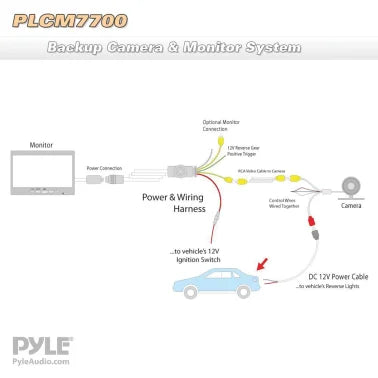 Pyle® Car Backup System with 7-Inch Monitor and Bracket-Mount Backup Camera with Distance Scale Line