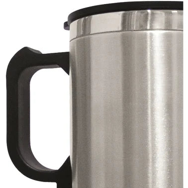 Brentwood® Geojug 16-Oz. Stainless Steel 12-Volt Heated Travel Mug (Silver)