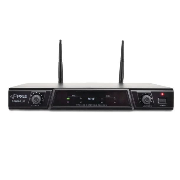 Pyle® VHF Dual-Channel Wireless Microphone Receiver System with Independent Volume Control