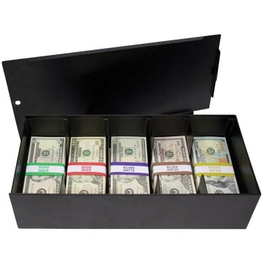 Nadex Coins™ Steel 5-Compartment Currency Tray with Coin Tray Insert and Lockable Cover