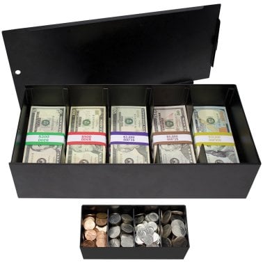 Nadex Coins™ Steel 5-Compartment Currency Tray with Coin Tray Insert and Lockable Cover