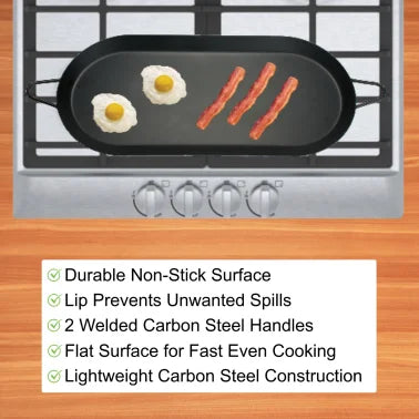 Brentwood® Carbon Steel Nonstick Comal Griddle for Double Burner, 18 In. x 8.5 In.