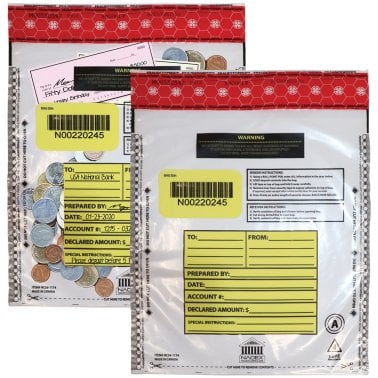 Nadex Coins™ Tamper-Evident 9-In. x 12-In. Clear FRAUDSTOPPER® Bank Deposit Bags (100 Pack)