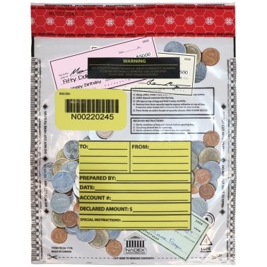 Nadex Coins™ Tamper-Evident 9-In. x 12-In. Clear FRAUDSTOPPER® Bank Deposit Bags (100 Pack)