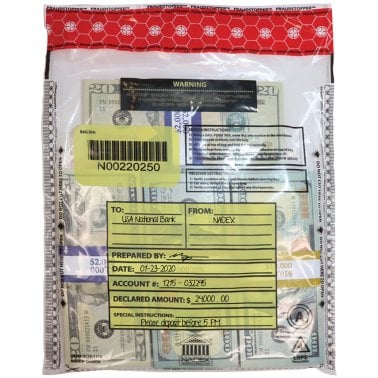 Nadex Coins™ Tamper-Evident 9-In. x 12-In. Clear FRAUDSTOPPER® Bank Deposit Bags (100 Pack)