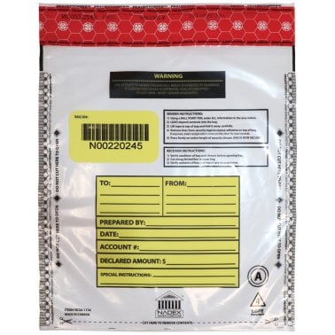 Nadex Coins™ Tamper-Evident 9-In. x 12-In. Clear FRAUDSTOPPER® Bank Deposit Bags (100 Pack)