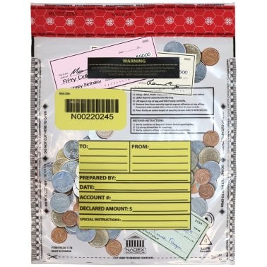 Nadex Coins™ Tamper-Evident 9-In. x 12-In. Clear FRAUDSTOPPER® Bank Deposit Bags (500 Pack)