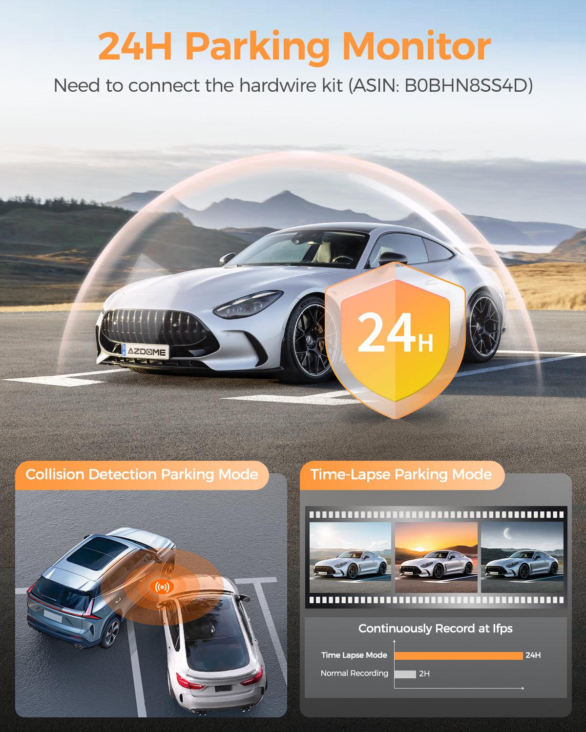 AZDOME M17 Pro 3.0 Inch ADAS Time Lapse Front and Rear 1080p Dual Lens Car Dashboard Camera App Control Car Camera 