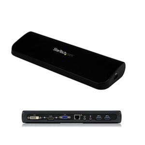 Dual Monitor USB 3.0 Laptop Docking Station, HDMI & DVI/VGA, 3x USB-A Hub, GbE, Audio, Universal USB-A Dock, Win/Mac, TAA 