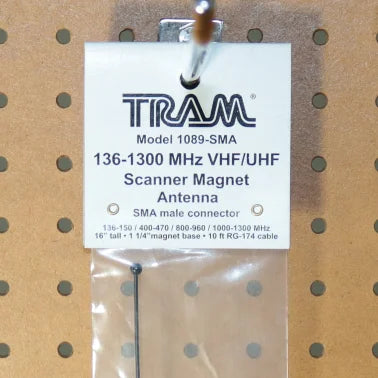 Tram® Scanner Mini-Magnet Antenna VHF/UHF/800MHz–1,300MHz with SMA-Male Connector