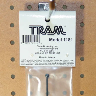 Tram® Pretuned Dual-Band 140 MHz to 170 MHz VHF/430 MHz to 450 MHz UHF Amateur Radio Antenna with NMO Mounting