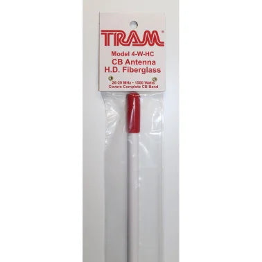 Tram® 1,500-Watt 26-MHz to 29-MHz Fiberglass Whip CB AM/FM/SSB Antenna (4 Ft.; White)