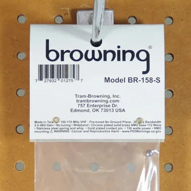 Browning® 200-Watt Pretuned Wide-Band 144 MHz to 174 MHz 2.4-dBd-Gain VHF Silver Antenna with Spring and NMO Mounting