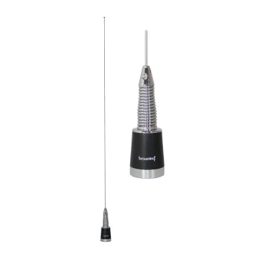 Browning® 200-Watt Pretuned Wide-Band 144 MHz to 174 MHz 2.4-dBd-Gain VHF Silver Antenna with Spring and NMO Mounting