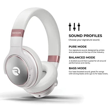 Raycon® The Everyday Over-Ear Active-Noise-Canceling Wireless Bluetooth® Headphones with Microphone (Frost White)