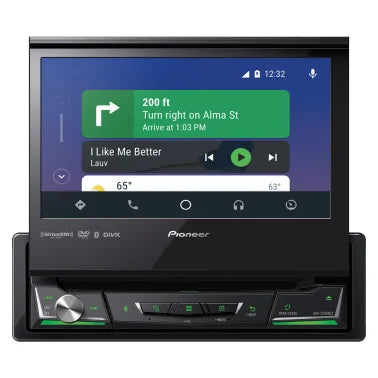 Pioneer® 6.8-In. Car In-Dash Unit, Single-DIN DVD Receiver with Motorized Display, Apple CarPlay®/Android Auto™, Alexa®, and SiriusXM® Ready