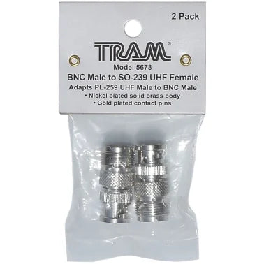 Tram® BNC Male to UHF Female Adapters, 2 Pack