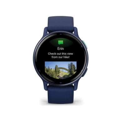 Garmin® vívoactive® 5 Fitness-Tracking Smartwatch with Aluminum Bezel and Silicone Band (Navy Blue)