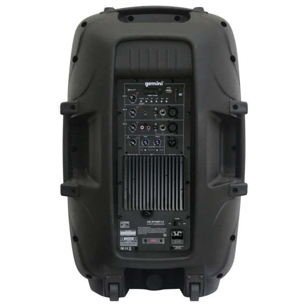 Gemini® AS Series Bluetooth® Multi-LED Portable PA Speaker Kit with Stand and Wired Microphone, Black, AS-2115BT-LT-PK