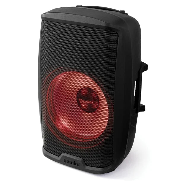 Gemini® AS Series Bluetooth® Multi-LED Portable PA Speaker Kit with Stand and Wired Microphone, Black, AS-2115BT-LT-PK