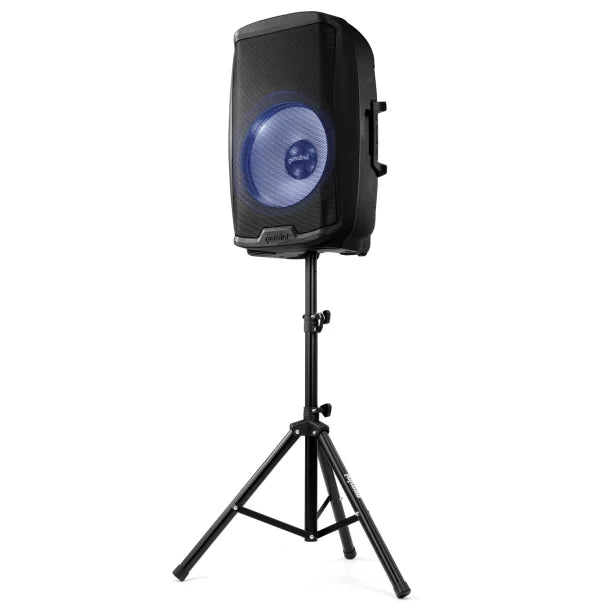 Gemini® AS Series Bluetooth® Multi-LED Portable PA Speaker Kit with Stand and Wired Microphone, Black, AS-2115BT-LT-PK