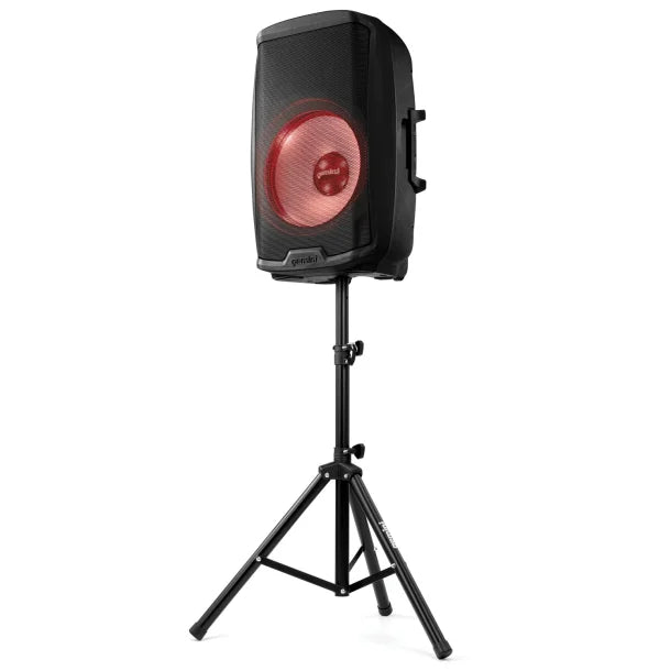 Gemini® AS Series Bluetooth® Multi-LED Portable PA Speaker Kit with Stand and Wired Microphone, Black, AS-2115BT-LT-PK