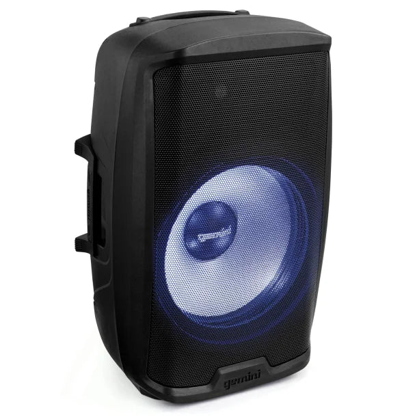 Gemini® AS Series Bluetooth® Multi-LED Portable PA Speaker Kit with Stand and Wired Microphone, Black, AS-2115BT-LT-PK