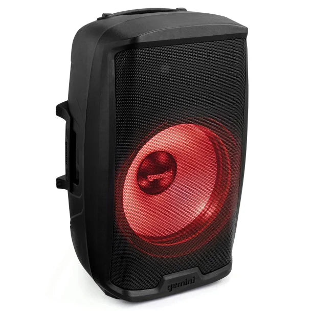 Gemini® AS Series Bluetooth® Multi-LED Portable PA Speaker Kit with Stand and Wired Microphone, Black, AS-2115BT-LT-PK