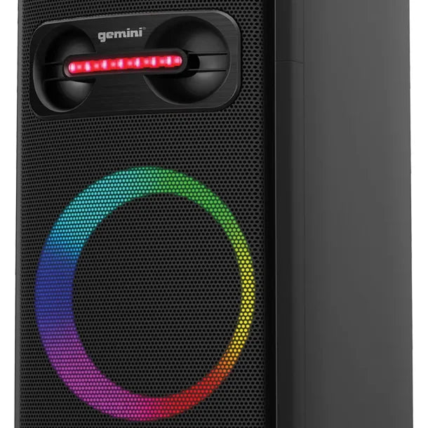 Gemini® Portable Bluetooth® TWS Speaker with LED Party Lighting and Wired Microphone, Black, GHK-2800