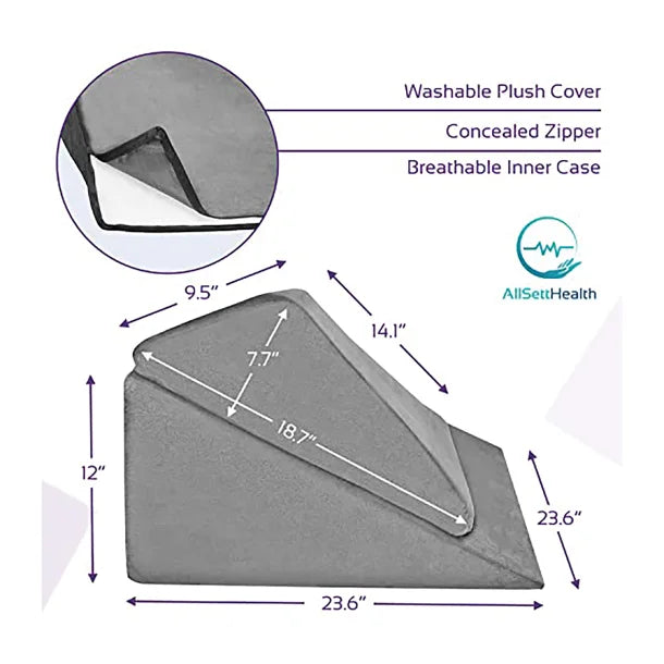 AllSett Health® Bed Wedge Memory Foam Incline Pillow (Gray)