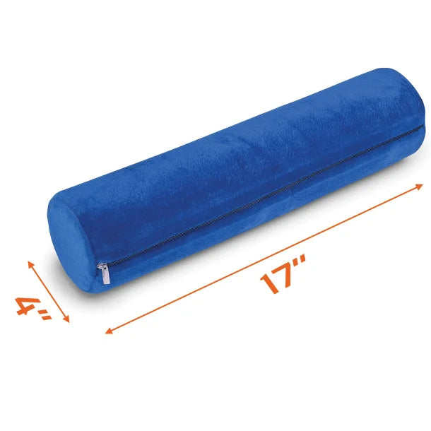 AllSett Health® Cervical Cylinder Bolster Ergonomic Memory Foam Pillow with Removable Washable Cover (Blue)