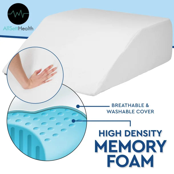 AllSett Health® Leg-Elevation Wedge Memory Foam Pillow (White)