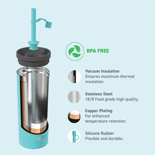 ASOBU® 20-Oz. Superb Sippy Cup Insulated Tumbler with Flexible Straw (Turquoise)