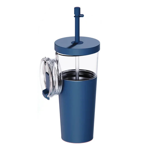 ASOBU® Marina See-Through Triton™ Tumbler with Flexible Straw (Blue)