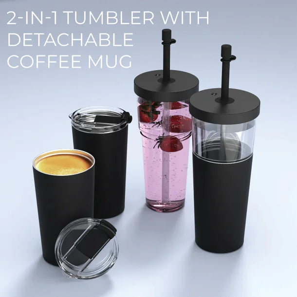 ASOBU® Marina See-Through Triton™ Tumbler with Flexible Straw (Black)
