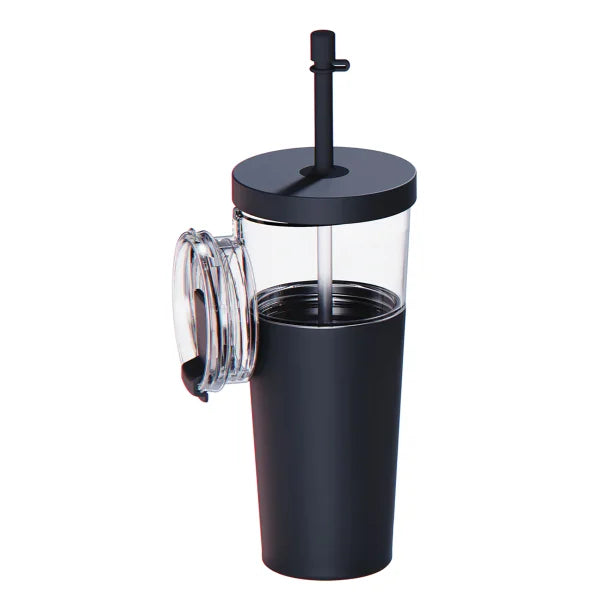 ASOBU® Marina See-Through Triton™ Tumbler with Flexible Straw (Black)