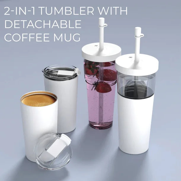 ASOBU® Marina See-Through Triton™ Tumbler with Flexible Straw (White)