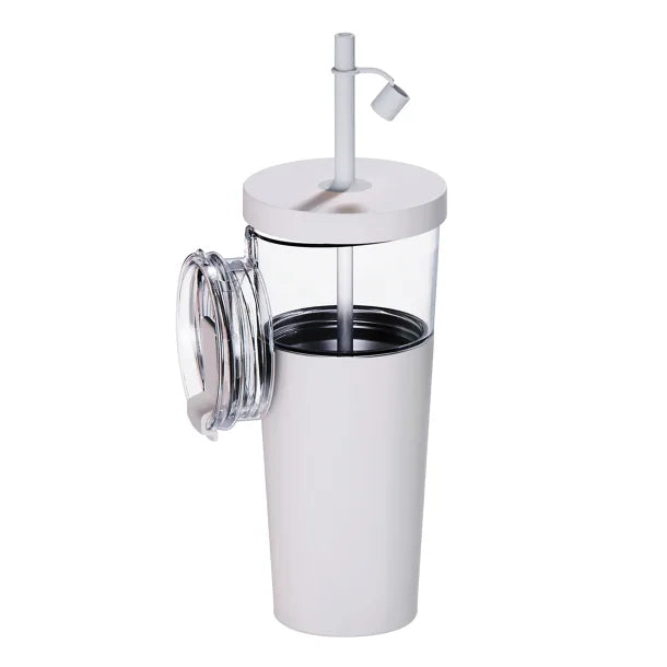 ASOBU® Marina See-Through Triton™ Tumbler with Flexible Straw (White)