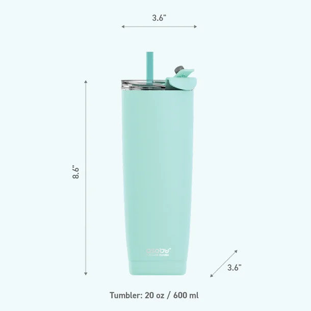 ASOBU® 20-Oz. Aqualina Double-Wall-Insulated Stainless Steel Tumbler with Straw (Green)