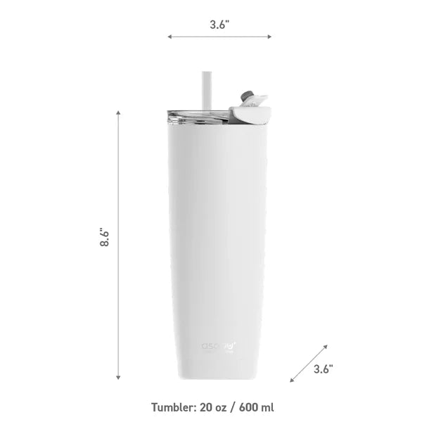 ASOBU® 20-Oz. Aqualina Double-Wall-Insulated Stainless Steel Tumbler with Straw (White)