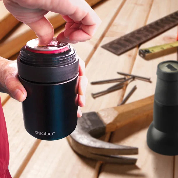 ASOBU® Frosty Beer 2 Go Vacuum-Insulated Stainless Steel Can and Bottle Holder (Black)