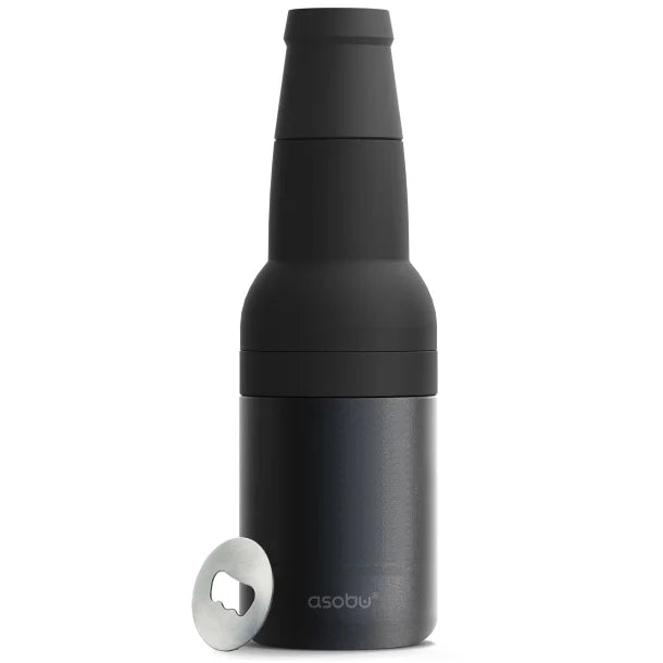 ASOBU® Frosty Beer 2 Go Vacuum-Insulated Stainless Steel Can and Bottle Holder (Black)