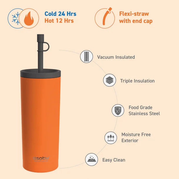 ASOBU® 20-Ounce Super Sippy Insulated Coffee Tumbler (Orange)