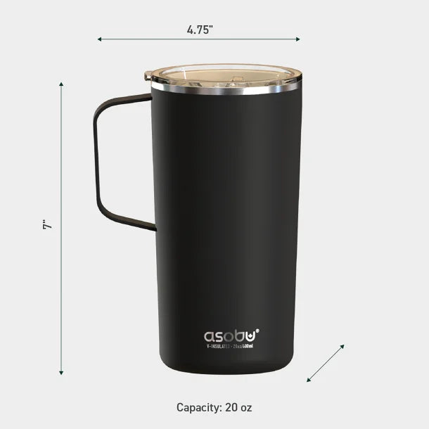 ASOBU® 20-Oz. Double-Wall-Insulated Stainless Steel Tower Coffee Mug with Ceramic Coating (Red)