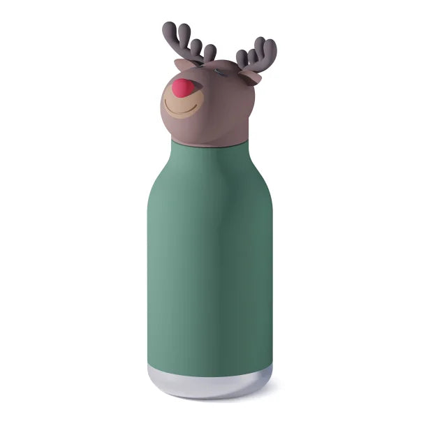 ASOBU® 16-Oz. Bestie Bottle Insulated Stainless Steel Water Bottle with Reusable Flexi Straw (Reindeer)